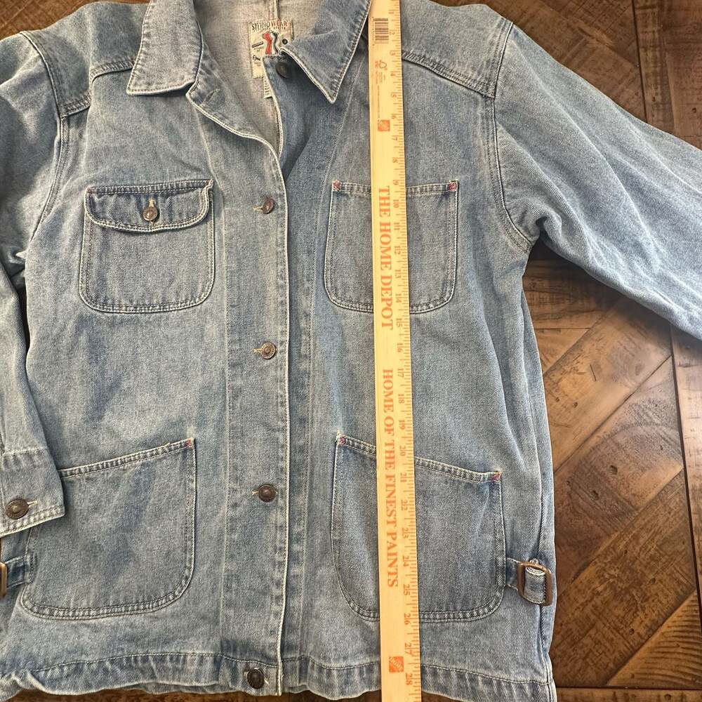 Vintage Studio Wear Denim Chore Coat Utility Jacket Large - Picture 5 of 7